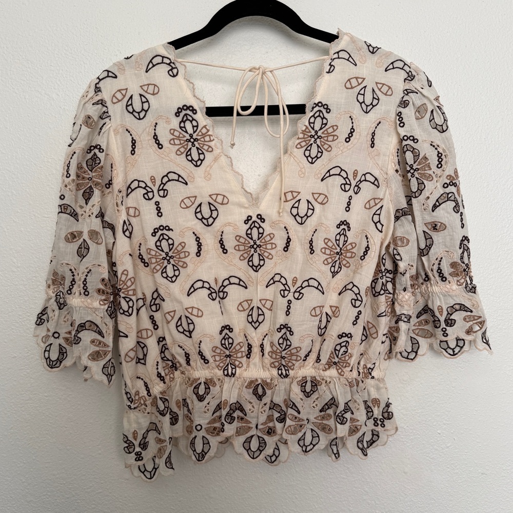By Anthropologie Eyelet Embroidered Boho Fairycore Blouse - Picture 4 of 9